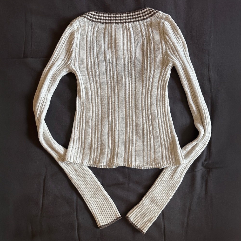 Y2K RARE Hollister Cable Knit Babydoll Cardigan Top Cardi Vintage 2000s - XXS/XS - Picture 5 of 7